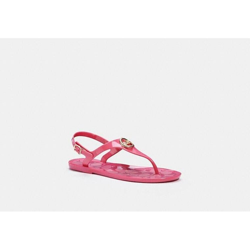 New Coach Nicolle Jelly Thong Sandals Pink Fuchsia Women's Size‎ 5